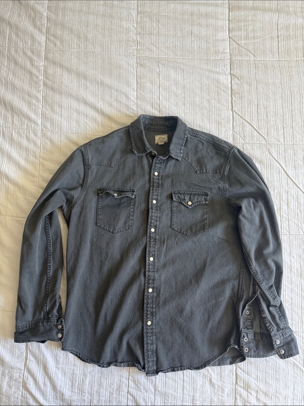 J. Crew Men's Charcoal Button-Down Western Shirt